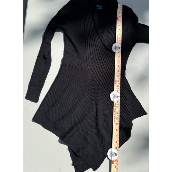 Firuze San Francisco Women's Wrap Sweater Black Ribbed Long Sleeve Size S Elegan - Picture 9 of 9